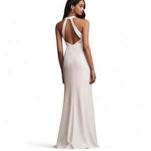 NWT Wedding BHLDN Juliana Stretch Crepe Maxi Halter Low Back Long Gown Small*